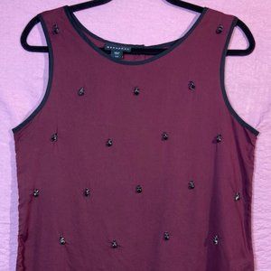 *Fancy~Metaphor~Dressy Burgundy & Black Trim~23] Rhinestones Embellishes~M